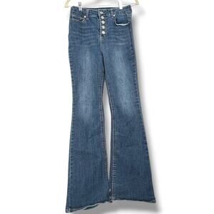 INDIGO REIN Button Fly Flare Jeans 7 Curvy 27/32     Retro  70's  Casual